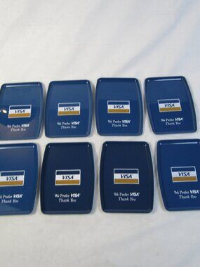 Visa Point of Sale Cashier Blue Plastic Trays - Vintage - Lot of 8 - Used